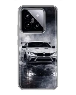 Чехол для Xiaomi 14 с картинкой «BMW сквозь туман»