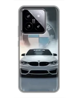 Чехол для Xiaomi 14 с картинкой «BMW в белом дыму»