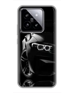 Чехол для Xiaomi 14 с картинкой «Черная BMW — профиль»
