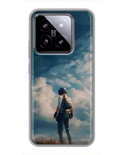 Чохол для Xiaomi 14 з картинкою «Герой PUBG на скелі» Чохол для Xiaomi 14 з картинкою «Герой PUBG на скелі»