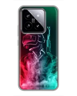 Чохол для Xiaomi 14 з картинкою «PUBG — вогняний воїн» Чохол для Xiaomi 14 з картинкою «PUBG — вогняний воїн»