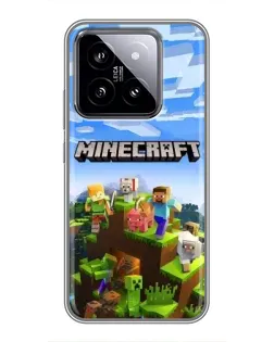 Чехол для Xiaomi 14 с картинкой «Minecraft классический мир»