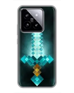 Чехол для Xiaomi 14 с картинкой «Алмазный меч неон»