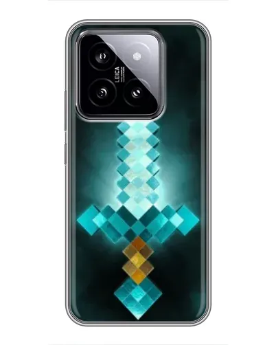 Чехол для Xiaomi 14 с картинкой «Алмазный меч неон»