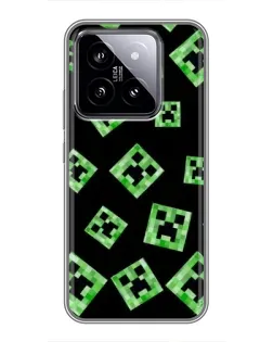 Чехол для Xiaomi 14 с картинкой «Паттерн с криперами»