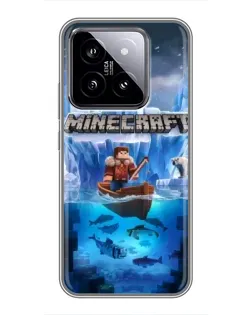 Чехол для Xiaomi 14 с картинкой «Minecraft ледяной мир»