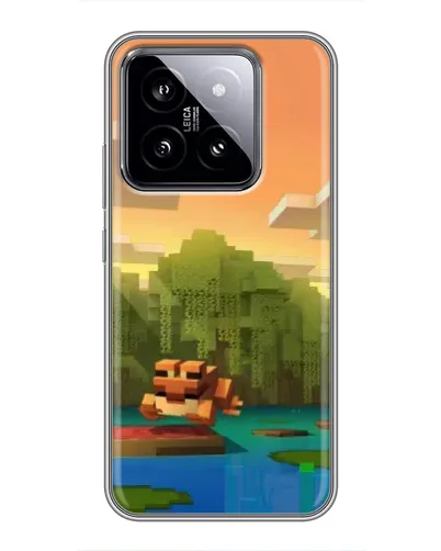 Чехол для Xiaomi 14 с картинкой «Майнкрафт закат солнца»