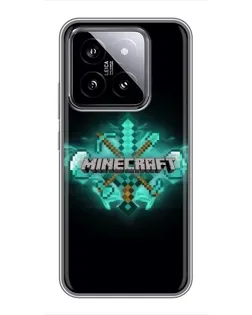 Чехол для Xiaomi 14 с картинкой «Minecraft Diamond лого»