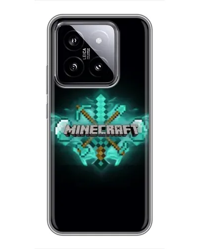 Чехол для Xiaomi 14 с картинкой «Minecraft Diamond лого»