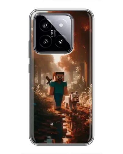 Чехол для Xiaomi 14 с картинкой «Стив в лесу»