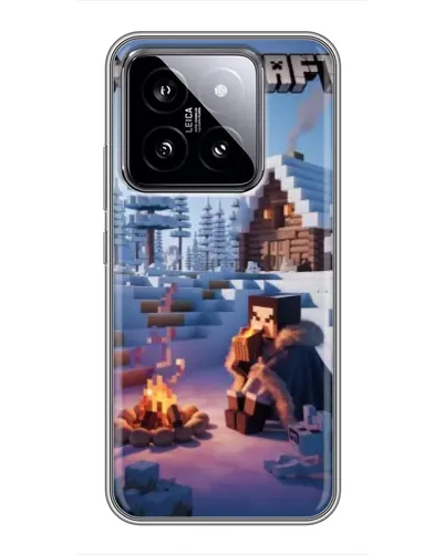 Чехол для Xiaomi 14 с картинкой «Зимний Minecraft»