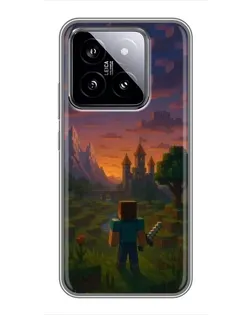 Чехол для Xiaomi 14 с картинкой «Стив у башни»