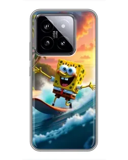 Чохол для Xiaomi 14 з картинкою «Губка Боб серфінгіст»