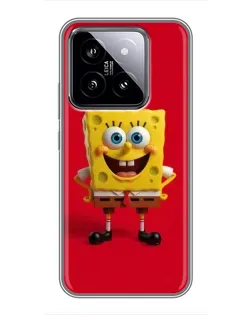Чохол для Xiaomi 14 з картинкою «Спанч Боб на червоному»