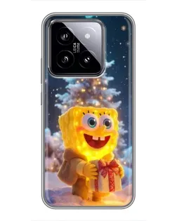 Чохол для Xiaomi 14 з картинкою «Різдвяний Спанч Боб»