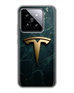 Чохол для Xiaomi 14 з картинкою «Мармурова Tesla Gold» Чохол для Xiaomi 14 з картинкою «Мармурова Tesla Gold»