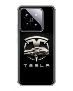 Чохол для Xiaomi 14 з картинкою «Tesla — срібне авто» Чохол для Xiaomi 14 з картинкою «Tesla — срібне авто»