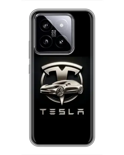 Чохол для Xiaomi 14 з картинкою «Tesla — срібне авто»
