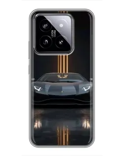 Чехол для Xiaomi 14 с картинкой «Lamborghini золотые линии»