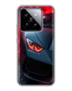 Чехол для Xiaomi 14 с картинкой «Lamborghini красное сияние»