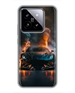 Чехол для Xiaomi 14 с картинкой «Lamborghini дымная эстетика»