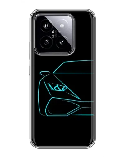 Чехол для Xiaomi 14 с картинкой «Голубой силуэт Lamborghini»