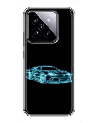 Чехол для Xiaomi 14 с картинкой «Неоновый контур Lamborghini»