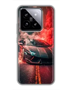 Чехол для Xiaomi 14 с картинкой «Lamborghini красный дым»