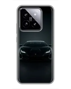 Чехол для Xiaomi 14 с картинкой «Черный Lamborghini Aventador»