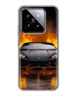 Чехол для Xiaomi 14 с картинкой «Lamborghini в огне»
