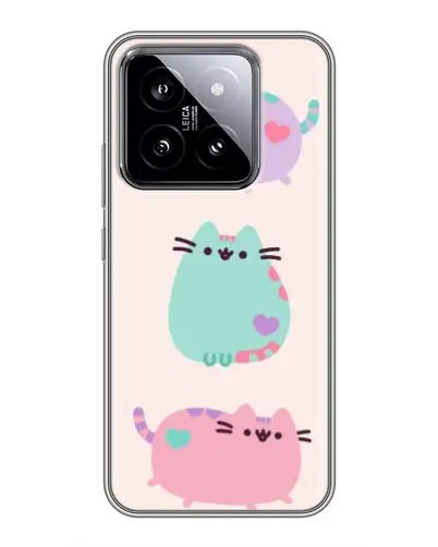 Чохол для Xiaomi 14 з картинкою «Pusheen тріо»