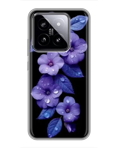 Чохол для Xiaomi 14 з картинкою «Фіолетові квіти з росою»