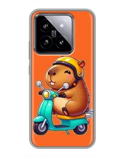 Чохол для Xiaomi 14 з картинкою «Капібара на скутері»