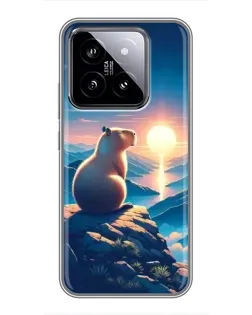 Чохол для Xiaomi 14 з картинкою «Захід сонця з капібарою»