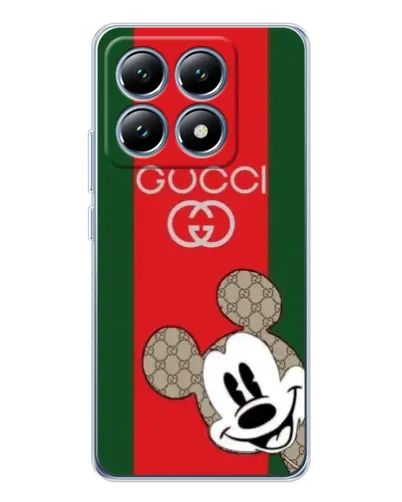Чехол для Xiaomi 14T Pro с картинкой «Gucci — полосы и Микки»
