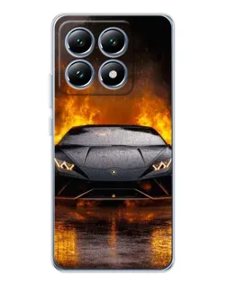 Чохол для Xiaomi 14T Pro з картинкою «Lamborghini у вогні»