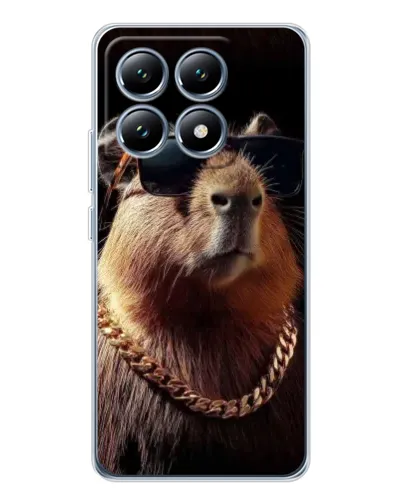 Чехол для Xiaomi 14T Pro с картинкой «Капибара золотая цепь»