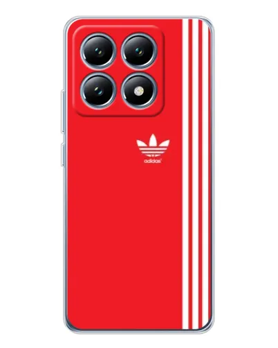 Чехол для Xiaomi 14T с картинкой «Красный минимализм Adidas»