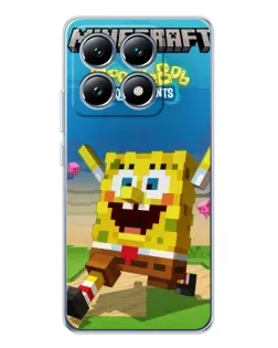 Чохол для Xiaomi 14T з картинкою «Губка Боб Minecraft»