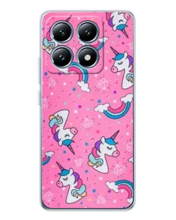 Чехол для Xiaomi 14T с картинкой «Unicorn паттерн розовый»