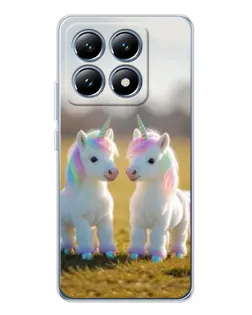 Чехол для Xiaomi 14T с картинкой «Пара единорогов»