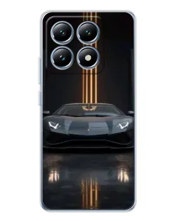 Чехол для Xiaomi 14T с картинкой «Lamborghini золотые линии»