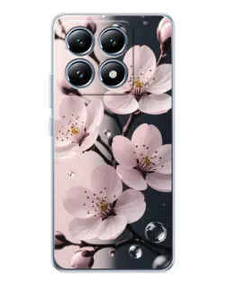 Чехол для Xiaomi 14T с картинкой «Нежная сакура и капли»