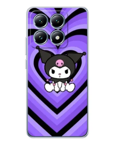 Чехол для Xiaomi 15 Pro с картинкой «Kuromi и фиолетовые сердца»