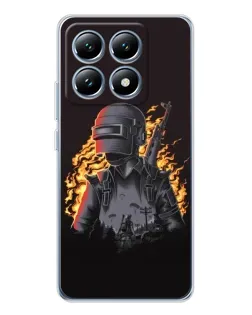 Чехол для Xiaomi 15 Pro с картинкой «PUBG — огненный силуэт»