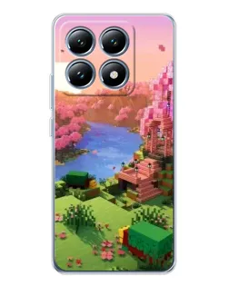 Чехол для Xiaomi 15 Pro с картинкой «Розовое дерево Minecraft»