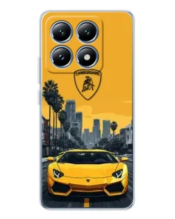 Чохол для Xiaomi 15 Pro з картинкою «Жовтий Lamborghini місто»