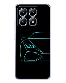 Чохол для Xiaomi 15 Pro з картинкою «Блакитний силует Lamborghini»