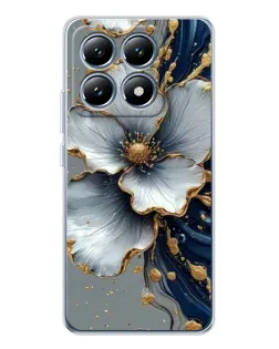 Чохол для Xiaomi 15 Pro з картинкою «Біла квітка та золотий флюїд»