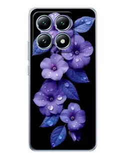 Чохол для Xiaomi 15 Pro з картинкою «Фіолетові квіти з росою»